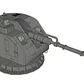 Vintage Metal Weapon Turret With Long Barrel And Circular Base Details