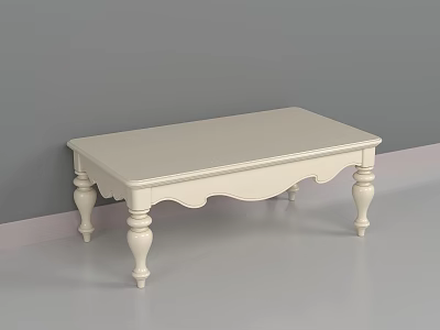 Elegant White Coffee Table With Decorative Curved Legs And Classic Design 3d model