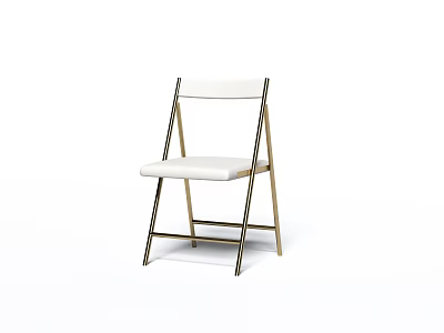 Leisure Chair With Folding Design Metal Frame And White Padded Seat Backrest 3d model