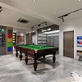Modern Office Interior Design With Open Bookshelves Marble Table Wooden Partition And Art Painting
