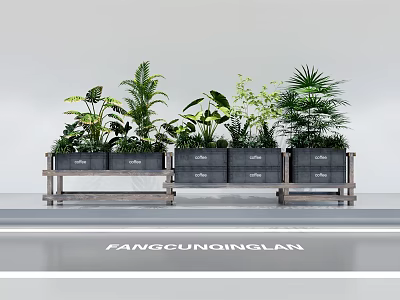 Assorted Plant Combination With Wooden Planters And Tropical Greenery For Indoor Decor 3d model