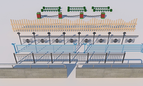 stair railing outdoor railing fence 3d model