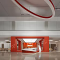 Modern Spacious Bank Lobby With Reception Desk ATM Machines And Comfortable Seating