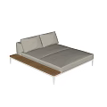 Modern Lazy Sofa With Light Color Cushions White Metal Frame And Wooden Side Shelf