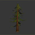 Tall Green Pine Tree With Brown Trunk And Lush Pine Needles 3d model