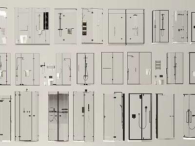 Various Shower Head Schematic Illustrations Featuring Different Design Structures And Style Options 3d model