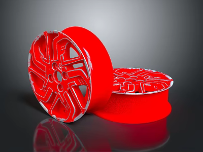 Commercial Equipment Red Wheels with Sturdy Hub Design for Industrial Applications 3d model