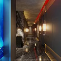 Luxurious Modern Clubhouse Interior With Lounge Area Sofas Chandeliers And Marble Flooring