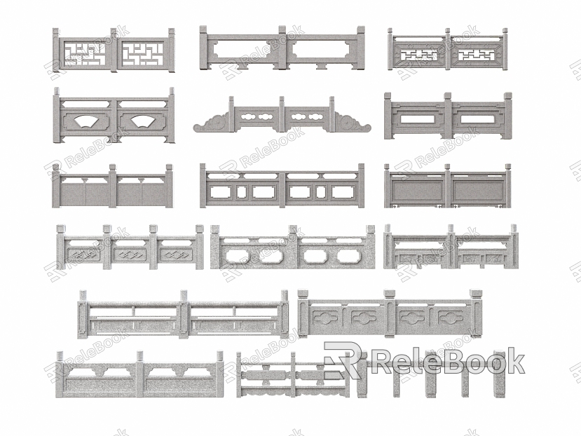 Chinese Stone Railing model