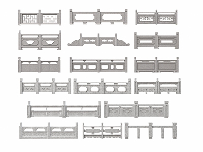 Chinese Stone Railing model