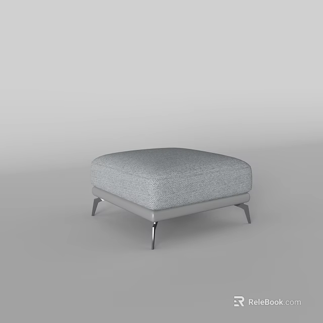 Modern Square Shaped Accent Chair With Gray Fabric Upholstery And Metal Legs 3d model 