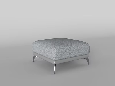 Modern Square Shaped Accent Chair With Gray Fabric Upholstery And Metal Legs 3d model