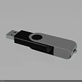 Portable USB Flash Drive With Silver Metal And Black Plastic Rotating Design