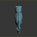 Turquoise Donkey Low Poly 3D Model With White Underbelly Legs Brown Ears Gray Background