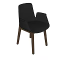 Modern Gray Fabric Dining Chairs With Armrests And Solid Wooden Legs 3d model