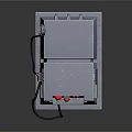 Gray Industrial Equipment With Display Screen Red Yellow Indicators Attached Cable And Stable Stand Base