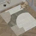 Modern Minimalist Square Rug With Geometric Pattern Neutral Colors For Wooden Floor Room Interior Decor