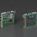 Vintage Green Military Style Radio Transceivers With Antennas Knobs And Cases
