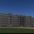 Modern School Building with Multi Storey Glass Facade and Green Front Lawn Design