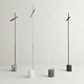 Modern Floor Lamps With Different Designs And Various Colored Marble Bases And Slim Poles 3d model