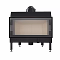 Modern Black Fireplace With Glass Door And Light Interior Base Stand