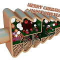 Festive Christmas New Year Decorative Display With Colorful Balls Gift Boxes And Ladder
