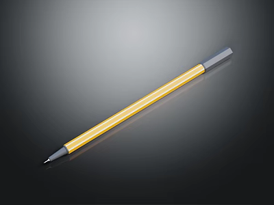 Yellow Barrel Gray Cap Pen with Sleek Design as Essential Daily Writing Tool 3d model