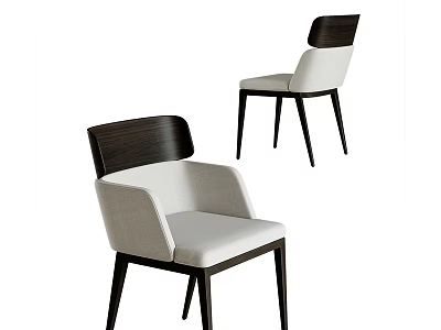 Modern Minimalist Leisure Chair With Dark Backrest Light Seat And Thin Black Legs 3d model