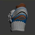 Decorative Daily Life Product Armor Styled With Lion Head Design Blue Silver And Orange Accents