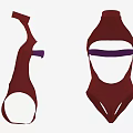 Stylish Red High Neck Bodysuit With Purple Strap Unique Fashion Design Style