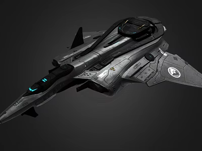 Futuristic Fighter Jet With Sleek Dark Gray Body Detailed Cockpit And Aerodynamic Design 3d model