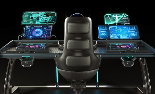 sci-fi console panel console command room sci-fi computer 3d model