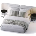 Modern Double Bed Interior With Upholstered Frame Soft Pillows Cozy Blanket And Bedside Tables