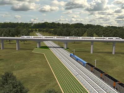 modern railway subgrade 3d model