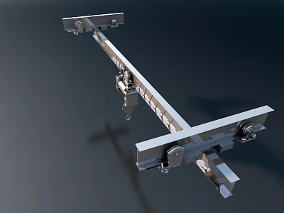 Industrial Metal Beam Equipment With Heavy Duty Brackets And Mechanical Components 3d model