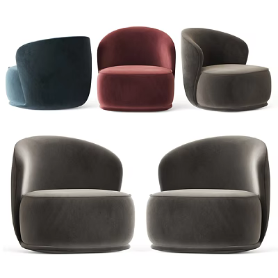 Modern Velvet Armchairs With Curved Design And Multiple Color Options For Living Room Decor 3d model