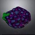 Vibrant Purple And Blue Textured Berry Shaped Object With Green Stem 3D Model Design