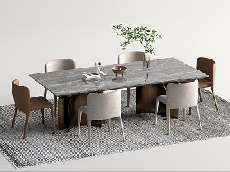 Modern Dining Table and Chair Combination 3d model