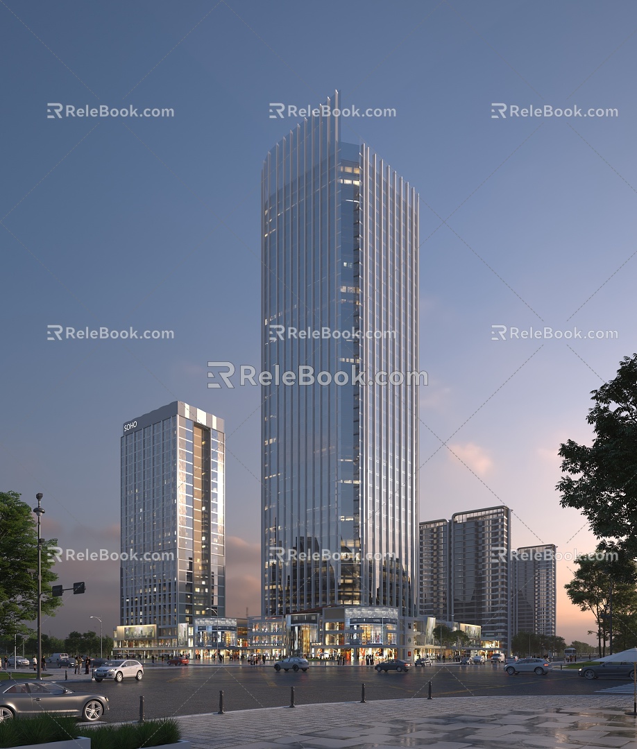 modern office building high-rise office building 3d model