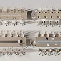 Modern Conference Table Setup With White Chairs And Rectangular Wooden Surface Design 3d model