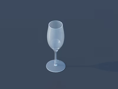 Transparent Wine Glass With Slim Body And Round Base On Dark Background 3d model