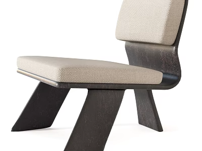 Modern Style Accent Chair With Light Beige Fabric Upholstery And Dark Wooden Angular Legs 3d model