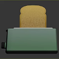 Green Electronic Toaster Appliance With Two Golden Toast Slices On Top