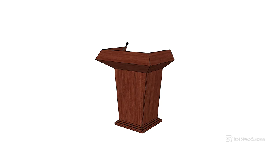 Sturdy Wooden Podium with Sloped Top and Classic Brown Finish Design 3d model 