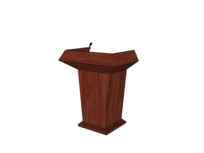 Sturdy Wooden Podium with Sloped Top and Classic Brown Finish Design 3d model