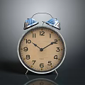 Vintage Alarm Clock With Double Bells Beige Dial And Black Numbers