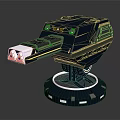 Futuristic Blue Mechanical Device With Circular Base And Platform Structure Lights