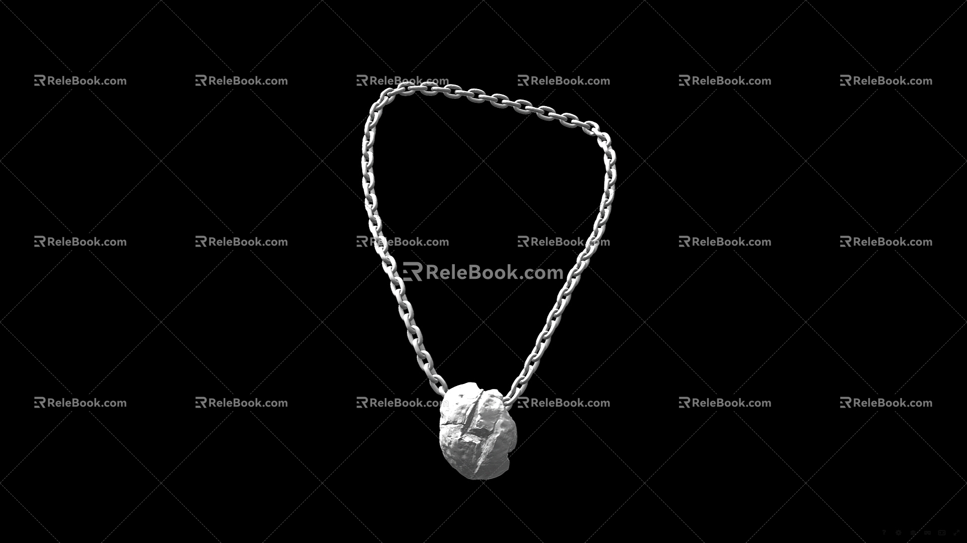 Modern Necklace Amulet Chain Chain Stone Pendant Jewelry 3d model