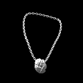 Fashionable Silver Necklace with Chain Link Design and Textured Round Pendant
