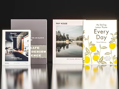 Minimalist Modern Book Decor Collection With Diverse Cover Designs Scenic Prints And Yellow Patterns 3d model